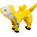 Waterproof Dog Raincoat,Full Coverage 4 Legs Dog Rain Jacket for Small Medium Dogs,Pet Rain Coat with Hood,Reflective Strips&Leash Hole Outdoor Raincoat Dogs (Small（tag Size M）, Yellow)
