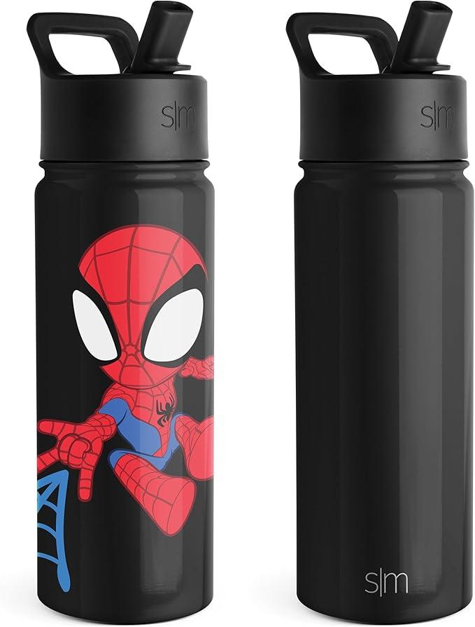 Simple Modern Kids Summit Water Bottle with Straw Lid | Marvel Spider Man 18oz Stainless Steel Cup Insulated Tumbler for Toddlers, Boys, School | Spidey Kid