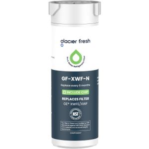 GLACIER FRESH Water Filter Compatible with XWFE (Built-in CHIP), Replacement for GE XWFE, XWF Refrigerator Water Filter NSF/ANSI 42 Certification, Pack of 1