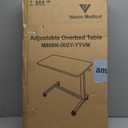 Vaunn Medical Pneumatic Adjustable Overbed Bedside Table With Wheels (Hospital and Home Use) (Walnut Brown)