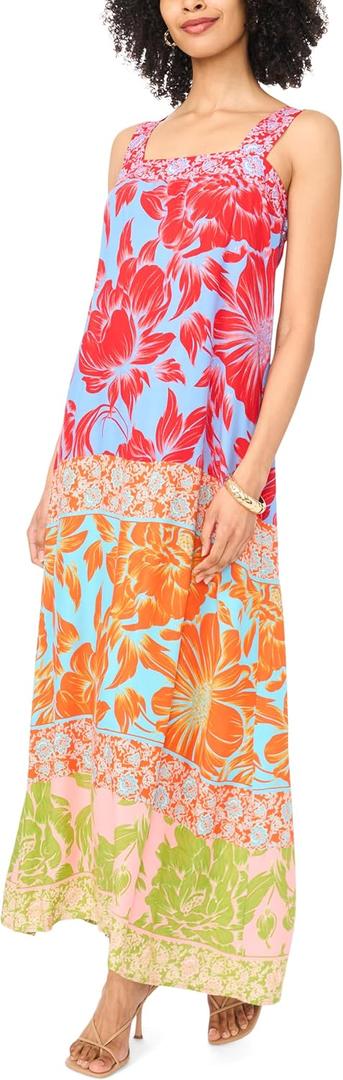 Multi Color Floral Thick Strap Maxi Dress (XL)