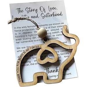 Gift Sisterhood Elephant | Sisterhood Ornament, Symbol of Friendship Wooden Elephant with Story Card, Perfect Present for Women