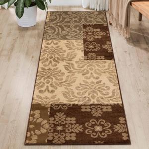 Superior Indoor Runner Rug, Jute Backing, Modern Farmhouse Floral Color Block, Ideal for Entryway, Living Room, Kitchen, Bedroom, Hallway, Floor Cover, Rockhill Collection, 2ft7" x 8ft, Beige (2ft 7in x 8ft, Rockhill - Beige)