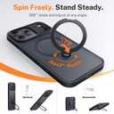 for iPhone 17 Pro Case: with 360 Spin Magnetic Stand, Camera Control Button, Fit for MagSafe, Military Drop Protection, Protective Slim Phone Cover for 17Pro with Ring Kickstand, 6.3", Black
