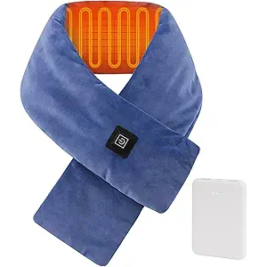 Neck Heating Pad with 5000 mAh Power Bank, Portable Heated Neck Scarf for Women, Cordless Heating Pad with Adjustable 3 Heat Settings, Soft Neck Warmer for Pain Relief (Black)