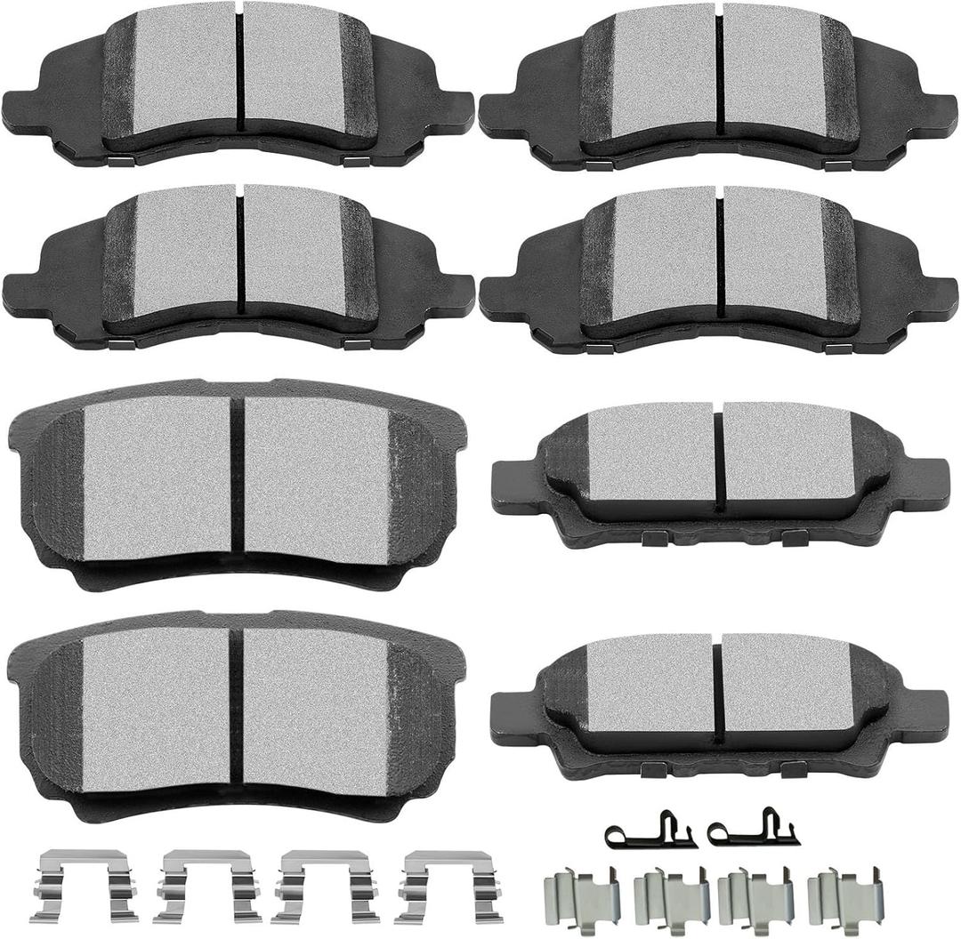 Ceramic Brake Pads Kits,SCITOO 8pcs Brakes Pads Set fit for Chrysler 200,Sebring,08-14 for Dodge Avenger,07-12 for Dodge Caliber,07-17 for Jeep Compass,Patriot,04-06,08-17 for Mitsubishi Lancer