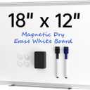 VUSIGN 18" x 12" Small Magnetic Whiteboard for Wall, Dry Erase Board with Silver Frame, Hanging White Board for Office, Home, School, Dorm Includes Markers, Magnets & Eraser