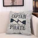 Throw Pillow Covers Funny Pirates Work Like Captain Play Pirate Boat Pillow Case 18x18 Inch Cushion Cover for Home Party (Hus-092)