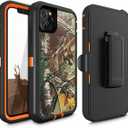 14 Pro Max Camo Design Defender Case, Protective Defender Shockproof Hybrid Case Dual Layer Design Hard Cover Compatible with iPhone 14 Pro Max (Clip+Camo Orange)