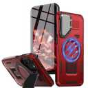 for Samsung Galaxy A16 5G Phone Case Built in Lens Protector [Compatible with Magsafe] [15 FT Military Grade Drop Protection] with 2X Tempered Glass Screen Protector Shockproof Case(Red)