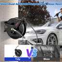 FIXFANS Pressure Washer Hose Reel with Hose for Hot and Cold Water, 3/8" X 50 FT Steel Auto-Retractable High Power Wash Hose Reel, Heavy Duty Hose Reel - Wire Braided Hose 4000 PSI, Black
