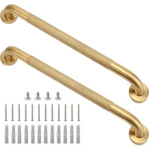 Shower Grab Bar, 2 Pack 24 Inch Gold Bathroom Grab Bar, 1.25" Diameter 304 Stainless Steel Anti-Slip Grab Bars for Bathtubs and Showers, Handicap Shower Grab Bar for Seniors Elderly