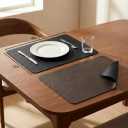 Faux Leather Placemats Set of 6, Black & Dark Brown