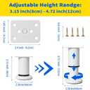 6 Pcs Adjustable Height Furniture Support Legs [with Screws] 3.15-4.72 inch, Metal Heavy Duty Furniture Replacement Legs for Chair/Bed/Sofa/Cabinet/Couch/Dresser/Bed/Table (White)