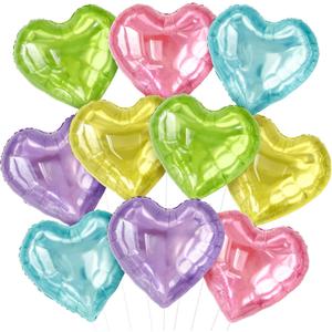 Katchon, Colorful Heart Foil Balloons Set - 18 Inch, Pack Of 10 | Heart Balloon, Proposal Decorations | Easter Balloons for Easter Decorations for Home