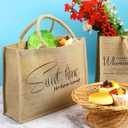 Shappy 8 Pack Burlap Tote Bags with Handles 15.8 x 11.8 x 5.9 Jute Tote Bags with Laminated Interior Reusable Grocery Bag for Women Bridesmaid Wedding Gift DIY Art Crafts Decoration Beach