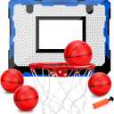 Indoor Mini Basketball Hoop Set, Upgrade Wall Mount Basketball Hoop for Wall Yard Outdoor, Over Door Room Hoops Game with 4 Balls Shatter Resistant Backboard -Complete Accessories Included (blue)