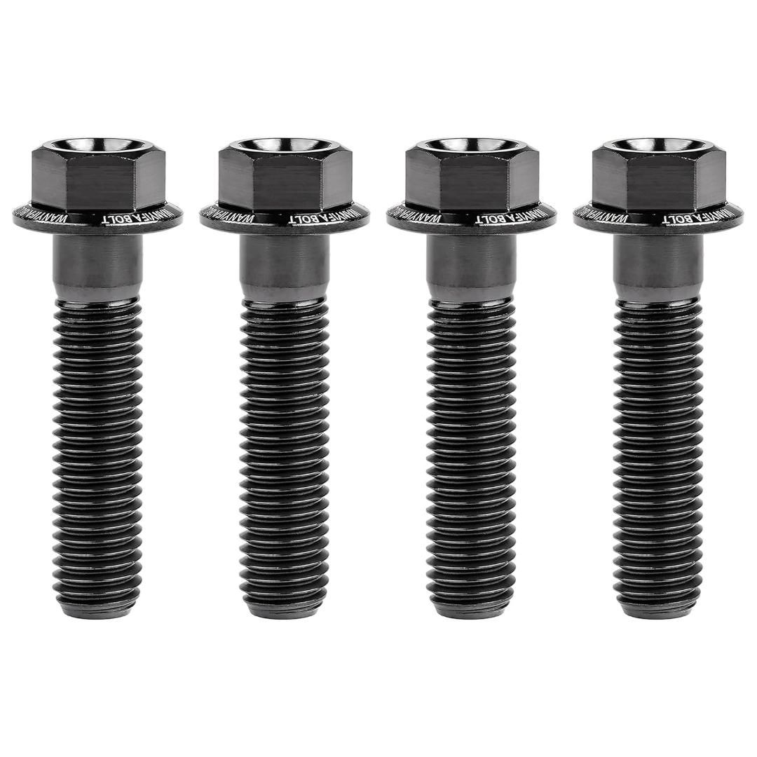 Titanium Bolt M7 10 15 20 25 30 35 40 45 50mm Hex Small Flange Head for Motorcycle Modification Pack of 4 (Black, M7x30mm)