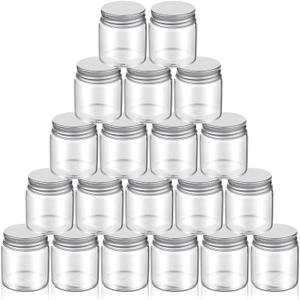 Eaasty 20 Pcs 1.6 oz Mini Mason Glasses Jar with Lids Small Spice Bottle for Honey Jam Jelly Kitchen DIY Wide Mouth Clear Airtight Canning Jars Food Container Wedding Shower Party Favor