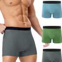 Men's Incontinence Underwear, Leak Proof Washable Reusable Cotton Boxer Brief, Heavy Flow Bladder Leak 3 Pack (Multicolor02, Large)