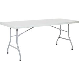 Office Star Resin Multipurpose Rectangle Folding Table for Indoor or Outdoor Use, 6 Feet Light Gray