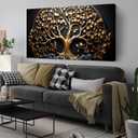 Tree Pictures Wall Decor Bedroom Black and Gold Wall Art for Living Room Large Wall Art for Office Large Size 29" x 58"