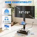 Rfiver Mobile TV Stand 32-75 Inch with Power Outlet and Shelf, Black