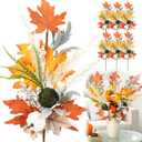 Giegxin 6 Pcs Artificial Fall Branches 24" Tall Eucalyptus Berries Pumpkins Lamb Ears Leaves Autumn Branches Faux Fall Stems Plants for Vase Thanksgiving Farmhouse Kitchen Table Centerpiece Decor