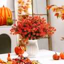Hoteam 36 Bundles Artificial Fall Flowers for Outdoor Fake Autumn Flower Plants Boxwood Faux Plastic Shrubs Plants for Patio Porch Garden Hanging Vase Pots Home Decor (Bright Style)
