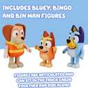 Bluey Garbage Truck Playset, Bingo & Bin Man Figures, Garbage Truck Toys for Boys Age 4-7 w/ Characters, Interactive Lever Action