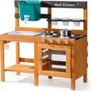ROBUD Mud Kitchen for Kids Outdoor, Wooden Outdoor Play Kitchen, Kids Mud Kitchen with Removable Sink & Faucet, Monteeori Toys for Children Ages 3+ Years, WG426