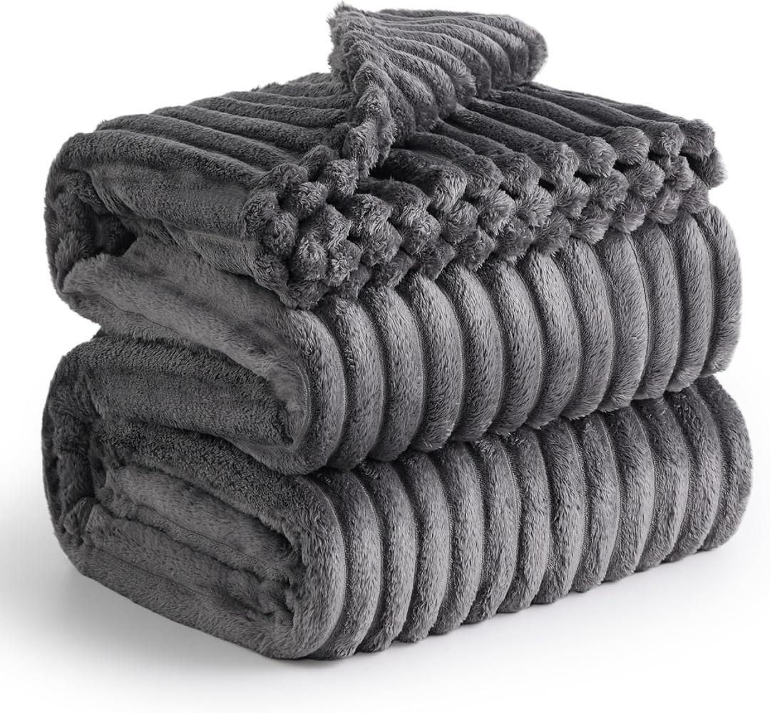 Bedsure Grey Fleece King Blanket for Couch - GentleSoft Cozy Soft Blankets for Women, Cute Small Throws for Girls, 108x90 Inches (King (108" x 90"))