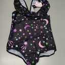 Bathing Suits for Girls Black Stars Swimwear Shoulder Ruffle Swimsuits, Size 100