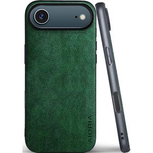 for iPhone Air Case Premium PU Leather Cover Retro Design Full Protective Phone Case 5G (Green, for iPhone 17 Air)