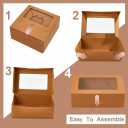Leafiew 30 Pack Cookie Boxes with Window for Gift Giving 9x6x3 Inches Bakery Boxes - Small Cookie Containers for Treats, Desserts, Strawberries, Cupcake, Pastry, Charcuterie, Baked Goods (Brown)