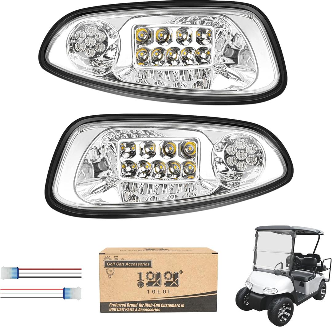 10L0L Golf Cart Head Light Kit for EZGO RXV 2008-2015 Gas & Electric Golf Cart - Front Driver Side and Passenger Side Replace 12V Headlights Light Kit Assembly, 3Pin Connector Included