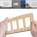 Wood Grain 4-Gang Light Switch Cover Outlet Covers Wall Plate Electrical Receptacle Switchplate Decorate Plug Cover For Living Room Bathroom Bedroom Kitchen 8.2x4.4 Inches