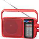 YOWGULF AM FM Radio with Best Reception,Bluetooth Portable AM FM Transistor,Battery Operated Radios or AC Power,Large Dial,Headphone Jack, Gifts for Seniors Elderly (Red)