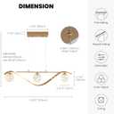 Dimmable Kitchen Island Lighting,4-Light Gold LED Linear Chandelier Island Lights Glass Globe Chandeliers Modern Pendant Light Fixtures Over Table for Dining Room Kitchen Living Room