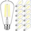 MAXvolador Vintage LED Edison Bulb 60W Equivalent 800LM, 6W ST58 LED Filament Light Bulb, Daylight White 5000K, E26 Base, Non-Dimmable, Pack of 12
