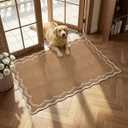 GarveeHome Scalloped Entryway Rug 2x3 Brown Washable Front Door Entry Rug
