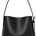 BOSTANTEN Bucket Bag Vegan Leather Shoulder Purses for Women Trendy Adjustable Strap (Black)
