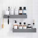 Kitsure X-Large Shower Caddy - 2 Pack Adhesive Shower Organizer, Rustproof Metal Shelves, No-Drill Bathroom Organizers and Storage, Silver Grey