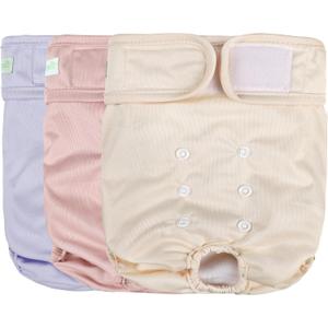 wegreeco Washable Reusable Premium Dog Diapers,Pack of 3,Small Dog Puppy & Doggy Diapers Female,Dog Period Panties Diapers Female in Heat Morandi-3 M (Medium (12"-15" Waist))