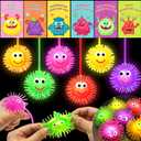 24 Pack Valentines Day Gifts for Kids, LED Light up Balls with Valentines Cards Flashing Spiky Ball Toys Bulk Glow in The Dark for Kids Boys Girls Classroom Exchange Prizes Party Favors Toys