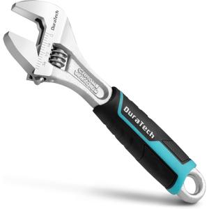 DURATECH 6-Inch Adjustable Wrench, Cr-V Steel Wrench, Wide Jaw Wrench, Metric & SAE Scales, for Home, Garage, Workshop and DIY