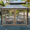 Gazebo Universal Replacement Mosquito Netting, 10' x 10' Outdoor Mesh Netting Screen 4-Panel Sidewall with Zipper for Patio, Canopy, Garden and Backyard, Khaki (Mosquito Net Only)