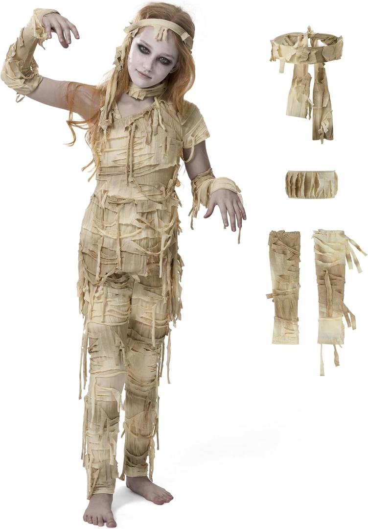 Spooktacular Creations Halloween Mummy Costume for Kids, Mummy Costume for Girls, Halloween Role Play & Dress Up (Large(9-10 yrs))