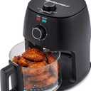 Elite Gourmet Glass Air Fryer, 2.4 Qt Compact Size for 12 People, PFAS-Free Ceramic & Glass Basket, Visible Cooking, Adjustable Temp 175400F, 1150W, Black, 2.4 Quart