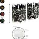 LumaBase Battery Operated LED Glass Candles with Flickering Flame, Black Baroque Swirl - Set of 2